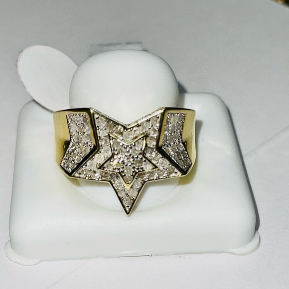 10k Gold Vermeil REAL DIAMOND ring for men, 1.11  a rat Natural diamonds NOT CZ - Picture 4 of 7